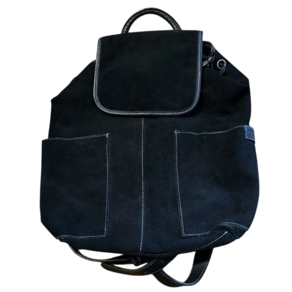 Ellington Black Leather Drawstring Backpack with Brass Hardware Buyr.com | Handbags | Mission Mercantile Leather Goods  main image 4